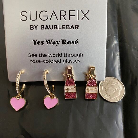 Sugarfix by BaubleBar Yes Way Rose Two Sets Earrings NWT - Picture 2 of 2